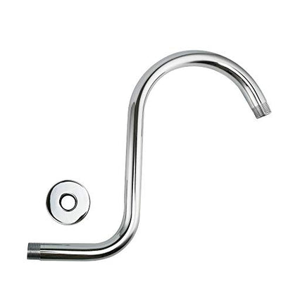 Purelux Goose Neck Shower Arm Water Outlet PJ1201 Made of Stainless Steel, Chrome Finish Showerhead Extension - color: S - Chrome