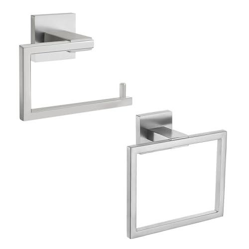 YACVCL Towel Holder & Toilet Paper Holder Brushed, Bathroom Hardware Set, Stainless Steel Hand Towel Ring Bar, Wall Mounted Towel Hanger Tissue Roll Holder for Kitchen Lavatory 2 Pcs