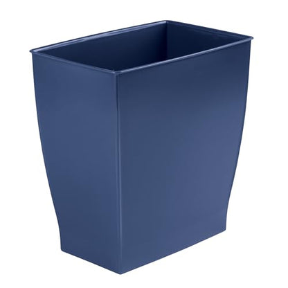 iDesign Small Plastic Bathroom Trash Can, Slim Rectangle Garbage Bin, 2-Pack | Bedroom, Office, Dorm, Navy Blue - color: Navy Blue, style: Pack of 2