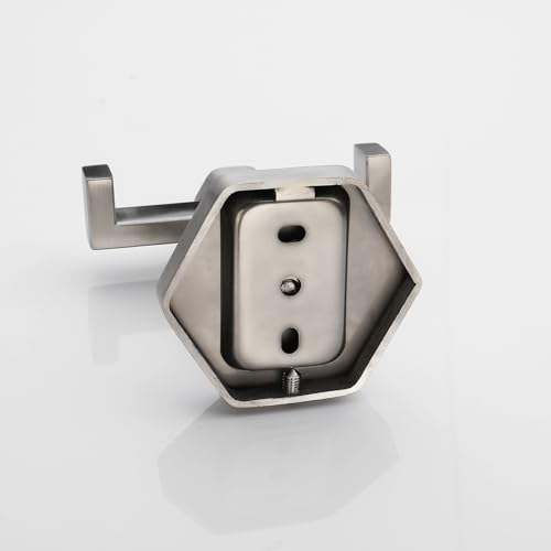 GERZWY Bathroom Double Towel Hook Wall Mounted Brushed Stainless Steel Coat/Robe Clothes Hook for Bath Kitchen Modern Hotel 2 Pack - color: Brushed