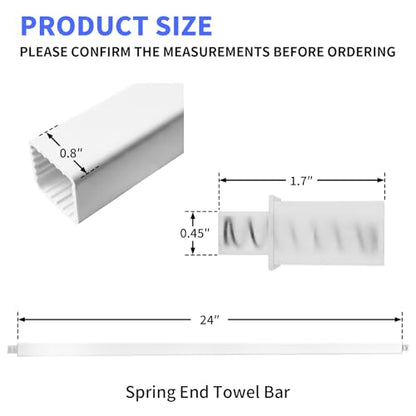 24-Inch Adjustable Towel Bar Replacement Rod Spring End Wall-Mounted Replacement for Bathroom & Kitchen Towel Storage - color: White-1