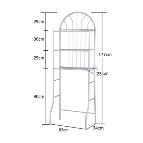 3-Tier Over The Toilet Storage Rack, Bathroom Storage Towel Rack Shelf Metal Iron Space Saver 69.7 x 25.6 x 13.4 Inches, Free Standing Metal Frame Shelf Organizer for Home Bathroom Laundry,White