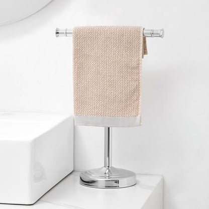 RUMOSE Polished Chrome Hand Towel Holder Stand Countertop Towel Rack | 13 Inch Bathroom Kitchen Vanity T-Shape Towel Stand Free Standing Stainless Steel Towel Bar Towel Ring - color: Polished Chrome