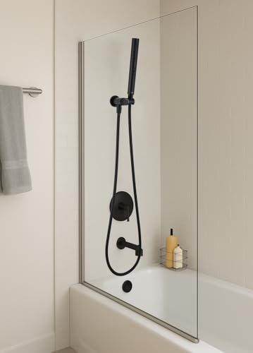 G-Promise All Metal 3-Function Handheld Shower Wand | All Metal, Built to Last, Easy Install, with On/Off Switch Holder, Extra Long Hose, Modern Upgrade - color: Matte Black, style: Round