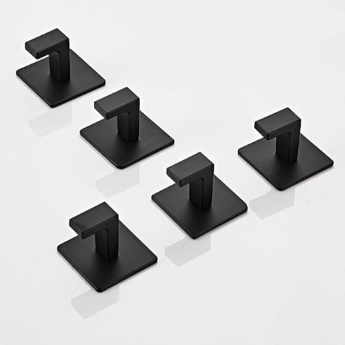 Bathroom Towel Hooks, 2 Pack Self Adhesive Square Coat Hooks, Sturdy No Drilling Robe Hook, Heavy Duty Aluminum Clothes Hanger, Wall Hooks for Bathroom Bedroom Kitchen(Black, 2 in) - color: Black, size: 2 Pack