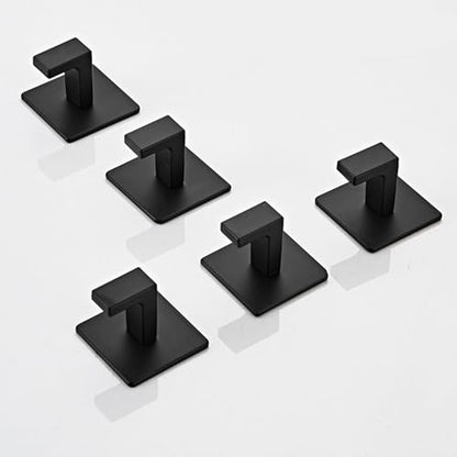 Bathroom Towel Hooks, 2 Pack Self Adhesive Square Coat Hooks, Sturdy No Drilling Robe Hook, Heavy Duty Aluminum Clothes Hanger, Wall Hooks for Bathroom Bedroom Kitchen(Black, 2 in) - color: Black, size: 2 Pack