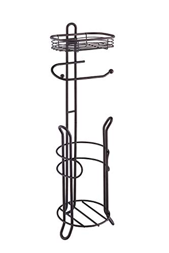 SunnyPoint Bathroom Heavyweight Toilet Tissue Paper Roll Storage Holder Stand with Reserve and Shelve, The Reserve Area Has Enough Space to Store Mega Rolls. (Bronze) - color: Orb