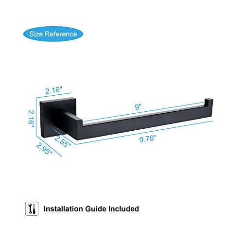 TASTOS Hand Towel Holder Wall Mounted, Square Towel Ring, Matte Black | Stainless Steel Hand Towel Bar for Bathroom and Kitchen, Heavy Duty, Modern design hand Towel Rack, Screw-In, Square Base - color: Matte Black