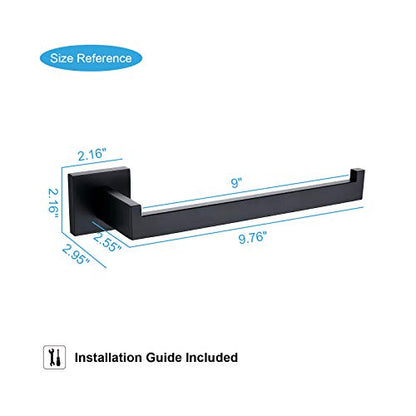 TASTOS Hand Towel Holder Wall Mounted, Square Towel Ring, Matte Black | Stainless Steel Hand Towel Bar for Bathroom and Kitchen, Heavy Duty, Modern design hand Towel Rack, Screw-In, Square Base - color: Matte Black