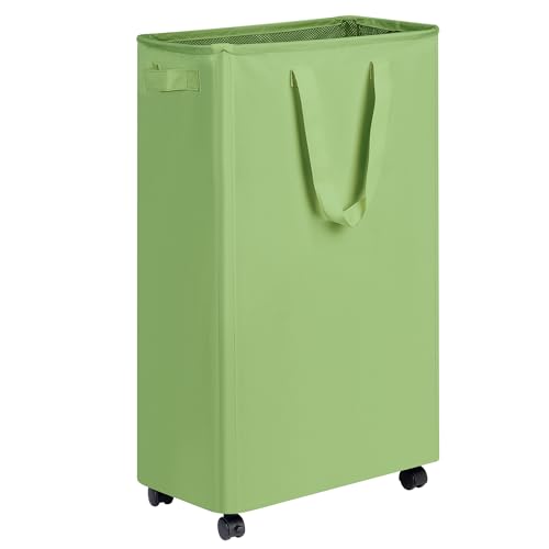 efluky Slim Laundry Hamper with Wheels, Rolling Laundry Basket for Clothes, Small Laundry Basket for Bedroom, Dorm and Laundry Room, 75L (19.8 Gallons) Green - color: Green, size: 75L