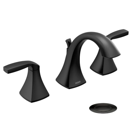 Moen Voss Matte Black Two-Handle Widespread Bathroom Faucet Trim Kit, Valve Included, TV6905BL - color: Matte Black