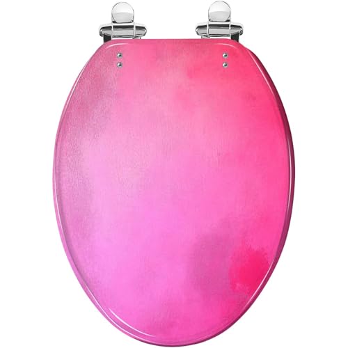 Elongated Toilet Seat A soft textured rose pink Resin Toilet Seat Slow Quiet Close Lid with Quick-Release Hinges Cover Bumpers Easy to Clean Install - color: Multi9, size: 19.5"x14.5"