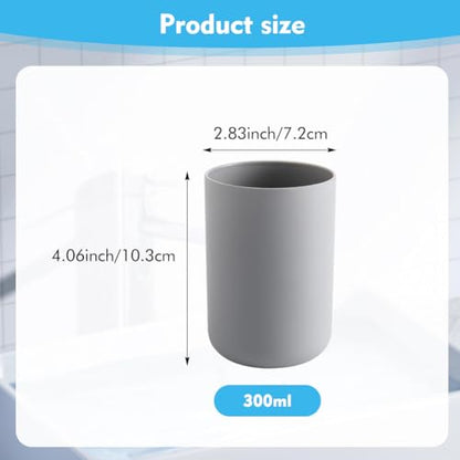 300ml Bathroom Cup, Wall Mounted Toothbrush Holders Reusable Water Cup Drinking Cups for Home Travel Bathroom Accessories (Grey) - color: Grey