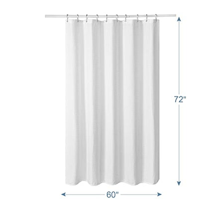 AmazerBath Stall Shower Curtain 60 x 72 Inches, Waffle Shower Curtain White, Fabric Shower Curtains Heavy Duty 240GSM, Hotel Quality Bathroom Shower Curtains - color: White, size: 60"W x 72"L (Pack of 1)