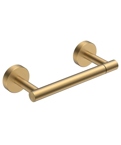 FORIOUS Commercial Toilet Paper Holder Wall Mount Bathroom Tissue Holder | Brushed Gold | SUS304 Stainless Steel Rustproof | Double Post Pivoting Toilet Paper Roll Holder | Screw-In | Round Base - color: Brushed Gold