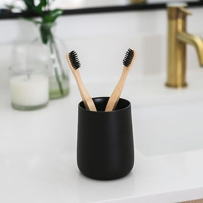 Yew Design Matte Black Bathroom Toothbrush Holder Cup - Round - color: Round Matte Black