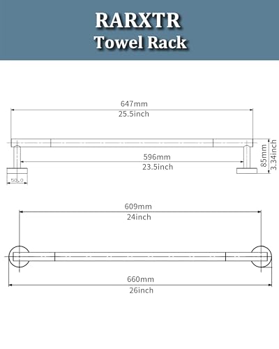 RARXTR 24 Inch Brushed Towel Bar Towel Rack for Bathroom Kitchen Hand Towel Holder Dish Cloths Hanger SUS304 Stainless Steel RUSTPROOF Wall Mount (Brushed Grey) - color: Brushed Grey, size: 24 inch(Center to Center)