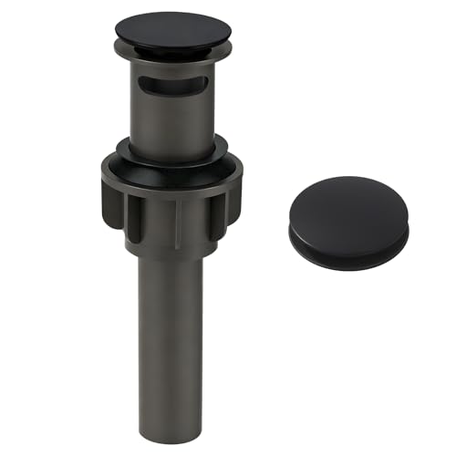 ARCORA Bathroom Sink Drain with Overflow - Matte Black Pop Up Drain for Bathroom Sink, Lavatory Vessel Vanity Sink Stopper for 1.6"-1.9" Sink Hole - color: Black-1 Pack, style: Pon Up With Overflow