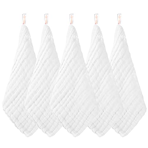 Baby Muslin Washcloths Baby Towels and Washcloths for Face Newborn Essentials Registry Baby Muslin Burp Cloths and Wash Cloths for Sensitive Skin 10 Pack 10x10 Inches - color: 10-pcs (White)