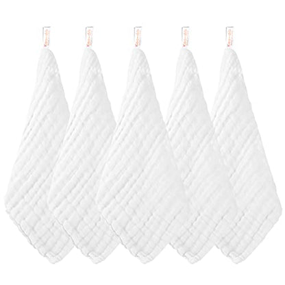 Baby Muslin Washcloths Baby Towels and Washcloths for Face Newborn Essentials Registry Baby Muslin Burp Cloths and Wash Cloths for Sensitive Skin 10 Pack 10x10 Inches - color: 10-pcs (White)