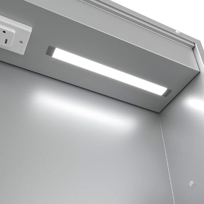 96x40" Extra-Wide Smart LED Medicine Cabinet, Outlets, Anti-Fog, Bathroom | Surface-Mount/Recessed, Double-Sided Mirror Cabinet, 3-Color Dim, 10 Bright Levels, DTC Soft-Close, Adjustable Shelfs - size: 96"Wx40"H