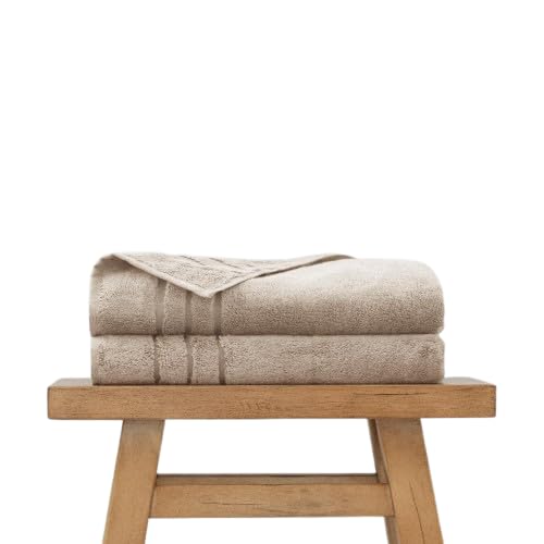 Cariloha Extra Smooth Towel Viscose from Bamboo 28"x54" Highly Absorbent Odor Resistant Stone 2 Pack Bundle - color: Stone