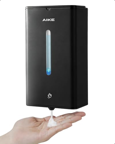 AIKE Automatic Foam Soap Dispenser 33.8oz for Bathroom,Matteblack AK1207FA | Rich Foam and Steel Finish,5-Level Adjustable and Key for Commercial(Battery Not Included),Screw Wall Mount for Space-Saving - color: Matteblack Stainless Steel