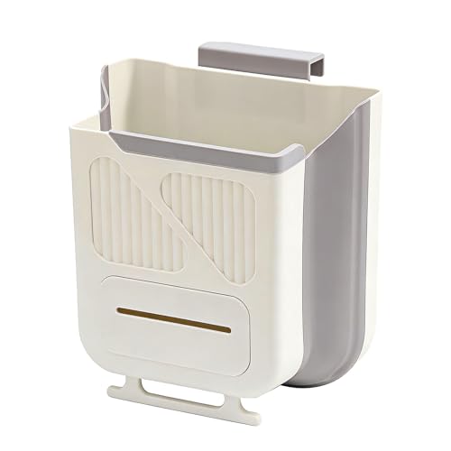 Foldable Wall Mounted Trash Bin Hanging Kitchen Bathroom Garbage Bin Space Saving Large Capacity Waste Can Modern Design Hanging Kitchen Garbage - color: Light Grey, size: H
