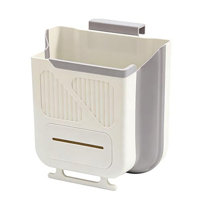 Foldable Wall Mounted Trash Bin Hanging Kitchen Bathroom Garbage Bin Space Saving Large Capacity Waste Can Modern Design Hanging Kitchen Garbage - color: Light Grey, size: H