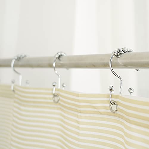 Shower Curtain Hooks Rings, Stainless Stee Double Glide Rollers Extra Wide Shower Curtain Rods Hooks for Bathroom, Set of 18 Hooks - Chrome - color: Chrome, size: 18 Pcs