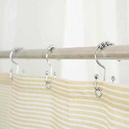 Shower Curtain Hooks Rings, Stainless Stee Double Glide Rollers Extra Wide Shower Curtain Rods Hooks for Bathroom, Set of 18 Hooks - Chrome - color: Chrome, size: 18 Pcs