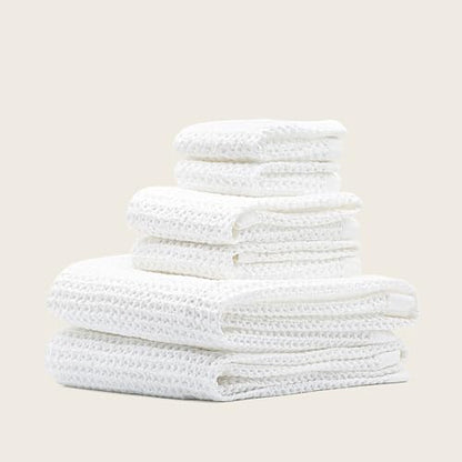 Sedona Waffle Towel Set, 6-Piece 410 GSM 100% Cotton Set Includes 2 Bath Towels, 2 Hand Towels & 2 Washcloths, Quick-Drying, White - color: White, style: Standard Set (Set of 6 with Bath Towels)