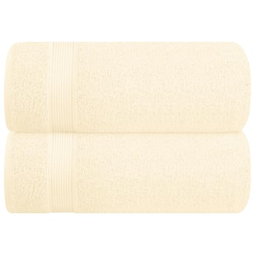 Belizzi Home Cotton 2 Pack Oversized Bath Sheet 35x70, Large Bath Sheet, Ultra Soft, Absorbent, Compact, Eco-Friendly, Recyclable, Quick Drying and Lightweight Towel - Ivory - color: Ivory, size: 2 Pack Bath Sheet