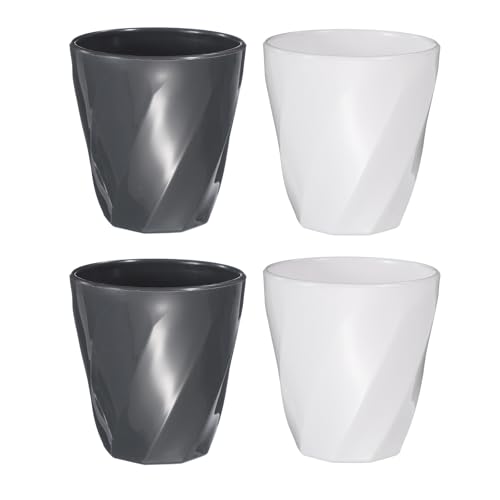 uxcell 4 Pcs Simple Toothbrush Cup, 13.5 OZ Reusable Bathroom Tumbler, 2.2 x 3.5 Unbreakable Plastic Cups for Storing Toothpaste Makeup Brush Holder Water Beverages Combs, Gray/White - color: Gray/White