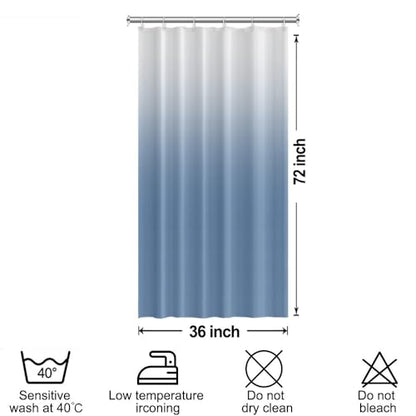 Ombre Haze Blue Stall RV Shower Curtain with Hooks 36x72inches | Machine Washable Waterproof, Modern Solid Boho Gradient, Bathroom Dorm Hotel Room Divider, Easy to Install, Window Curtain - color: Haze Blue, size: 36"W x 72"L (Pack of 1)