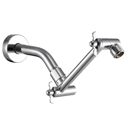 6 Inch Adjustable Shower Head Extension Arm, All-Metal Shower Arm Extender with Locking Set Screw for Rainfall, Fixed, Handheld Showerheads, G1/2 Universal Thread, Easy Installation, Chrome - color: CP, style: 6 Inch