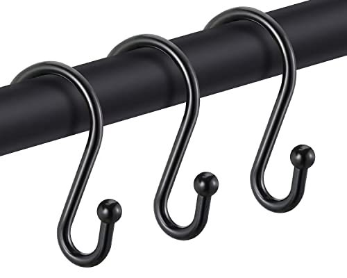 Black Decorative Shower Curtain Hooks 5mm Metal Wire 12PCS S Hooks Shower Curtain Hangers for Bathroom,Clothing,Towels, Kitchen Utensils,Plants (Black) - color: Black
