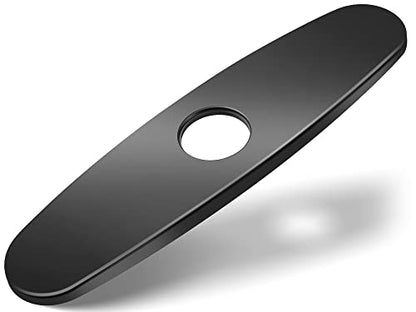 MAAYAYA 10" Kitchen Sink Deck Plate, Faucet Hole Cover, 8" Widespread,Black | MAYYAYA Brushed black 304 stainless deck plate escutcheon; foam gasket; secures with faucet's own hardware, no extra nuts - color: Matte Black