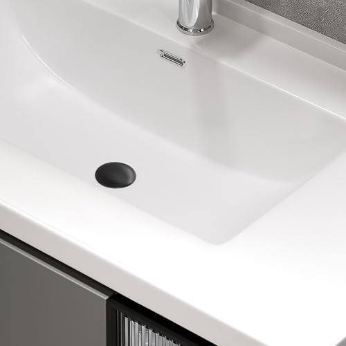 Bathroom Basin Drain With Strainer Basket For Countertop Bathtub, Brass And Ceramic Up Stopper(Black) - color: Black