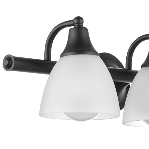 Globe Electric 51227 Jayden 5-Piece All-In-One Bathroom Set, Oil Rubbed Bronze, 3-Light Vanity Light with Frosted Glass Shades, Towel Bar, Toilet Paper Holder, Towel Ring, Robe Hook, Bulb Not Included - color: Oil-Rubbed Bronze