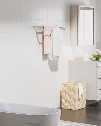 Alise Double Bath Towel Bar, 24" Towel Racks for Bathroom, Brushed Nickel | SUS304 Stainless Steel Bathroom Towel Holder, Quick Drying Towel Hanger Towel Rod Wall Mounted, Useable Length 22.7" - color: Brushed Nickel, size: 24-Inch (2-Bars)