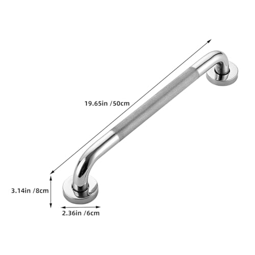 Toyvian Stainless Steel Handrail Non-Slip Grab Bar 50cm Textured Bathroom Safety Rail for Shower and Toilet Senior Disabled Support