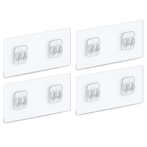 Lae Nuvole Shower Caddy Adhesive Straps, No Drilling, Clear PC, 4 Pack | 2.36x5.51 inch Waterproof replacement hooks for shower shelf, soap holder, or kitchen rack, sticks to tile, glass, marble - size: 2.36x5.51 inch