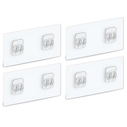 Lae Nuvole Shower Caddy Adhesive Straps, No Drilling, Clear PC, 4 Pack | 2.36x5.51 inch Waterproof replacement hooks for shower shelf, soap holder, or kitchen rack, sticks to tile, glass, marble - size: 2.36x5.51 inch