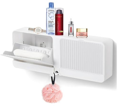 Soap Holder with Hooks, 2-in-1 Wall Mounted Soap Dish, No Drilling Soap Bar Holder with Self Draining to Keep Soap Bars Dry, Suit for Shower, Bathroom and Kitchen(White) - color: White
