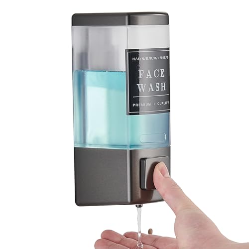 Pollock Shampoo and Conditioner Dispenser 1 Chamber * 500ML | Shower Soap Dispenser Wall Mounted, Body Wash Dispenser No Drill, Refillable Shower Dispenser for Bathroom - color: Blk-zt-53-gun1