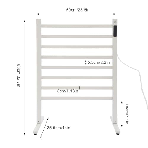 Electric Towel Heater Rack Heated for Bathroom, Freestanding Towel Warmer with Intelligent Temperature Adjustment and Timing, IPX3 Waterproof Electric Heated Towel Rack,8 Aluminum Bars Drying Rack - color: 8 Bars