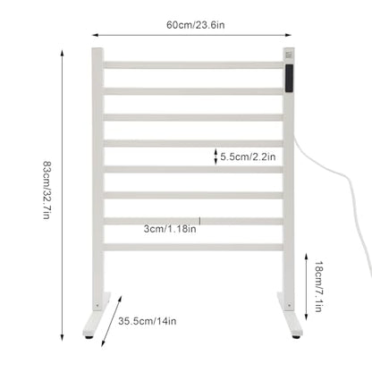 Electric Towel Heater Rack Heated for Bathroom, Freestanding Towel Warmer with Intelligent Temperature Adjustment and Timing, IPX3 Waterproof Electric Heated Towel Rack,8 Aluminum Bars Drying Rack - color: 8 Bars