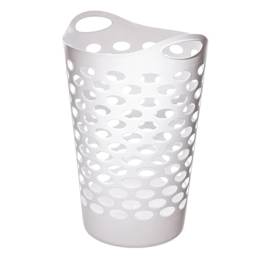 Tall Flex Laundry Basket Plastic Hamper for Clothes, Bedroom, and Storage with Handles 17.75" x 17.25" x 26", White