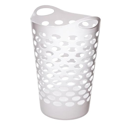 Tall Flex Laundry Basket Plastic Hamper for Clothes, Bedroom, and Storage with Handles 17.75" x 17.25" x 26", White